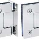 Alise Glass Shower Door Hinges, 90 Degree Hinges for Bathroom Doors,Heavy Duty Stainless Steel Cabinet Hinge Wall to Glass,Frameless Shower Doors Hardware Replacement Part,Polished Chrome (2P)