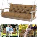 Extra Thick 5" Porch Swing Cushions 2-3 Seater Replacement Brown Waterproof 60 inch x 40 Bench Cushions with Backrest & 8 Ties Swing Cushions for Outdoor Furniture Patio Garden