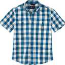Carhartt Men's 106140 Loose Fit Midweight Short-Sleeve Plaid Shirt (X-Large, Deep Lagoon)