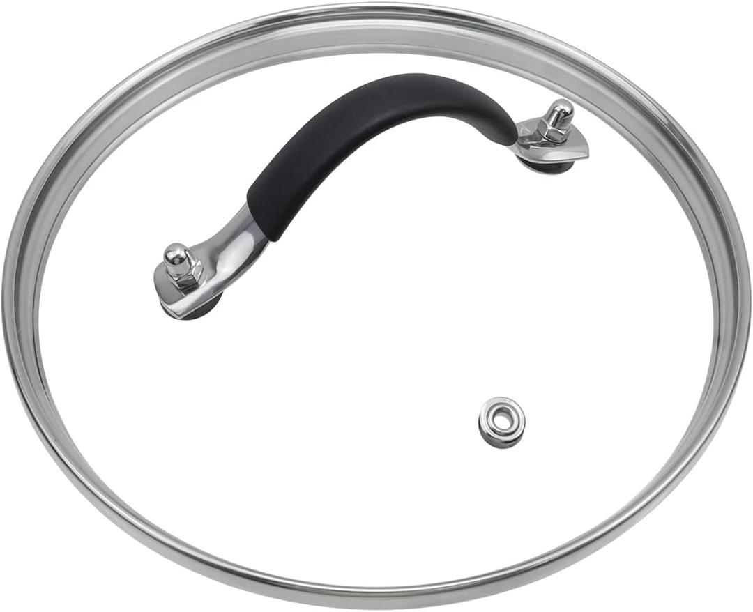 Antrader Glass Lid,7""Tempered Replacement Lid with Silicone Handle for Any Cookware（ID:7.03""-OD:7.56""), Clear,Silver,Black