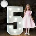 imprsv 3FT Marquee Numbers, Light Up Numbers, Number 5, Cool White Light, Modern Style for Party Decorations, Birthday & Anniversary Celebrations
