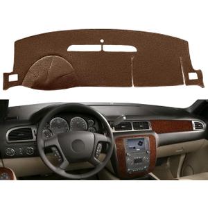 Dashboard Cover Dash Cover Mat Pad Carpet Fit for Chevy Chevrolet Tahoe Suburban 2007-2014,Chevrolet Avalanche Silverado 1500 LTZ 2007-2013,GMC Yukon All Models 2007-2014 (Dark Brown) Y24