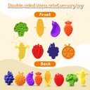 16PCS Various Fruit Shapes Textures Fidget Toys Sensory Stone for KidsTextured Soft Worry Stone for Autism Kids Calming Fidget Stress Toys for Students Anxiety Relief Small Prizes Fidget Toys