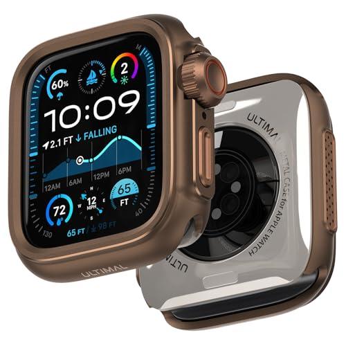 ULTIMAL Metal Case Compatible with Apple Watch Series SE3/SE2/SE/6/5/4 44mm with Back Cover, Military Grade Shockproof Protective Case, Rugged Cover for iWatch 44mm (Brown)