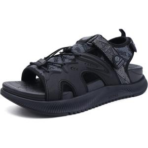 ONCAI Walking Sandals for Women,Sport Athletic Hiking Sandals With Arch Support Orthotic Outdoor Footbed for Plantar Fasciitis, Sandalias Mujer with Adjustable Straps (US Size 6-12) (7.5, Black)