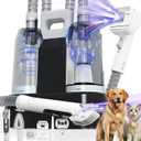 FOTING 6 in 1 Dog Grooming Vacuum & Dryer Kit, 10000pa Dogs Vacuums for Shedding Grooming, 2.1L Double Dust Cup Separator Design, Dog Dryer Clippers Brush Tool, Pet Grooming Vacuum for Dogs at Home