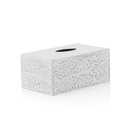 Modern Farmhouse Decorative Tissue Box Holder - Distressed White, Rustic Metal Design for Bathroom
