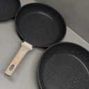 CAROTE Non Stick Frying Pan Skillet Set, Omelet Pan, Healthy Non Toxic Granite Chef Pan, Induction Compatible Egg Frying Pan with Heat-Resistant Handle, PFOA-Free,Black, 8"+10"+12"