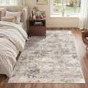 Cochyean Area Rugs 4x6 - Washable Rug for Living Room, Ultra-Thin Abstract Rug, Indoor Non-Slip Rug for Bedroom, Stain Resistant Large Area Rug, Super Soft Low Pile Rugs, Brown