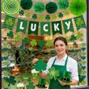 4 x St Patricks Day Decorations Pre-Assembled Shamrock Lucky Banner Garlands Clover Hanging Swirls Irish Decor for Home Saint Patrick Party Supplies