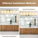 6-Light Bathroom Light Fixtures, Modern Vanity Lights, Brushed Nickel Metal Wall Lamp with White Marble Glass for Bathroom, Mirror, Living Room, Bedroom, Cabinet, Porch, Hallway, E26 Base