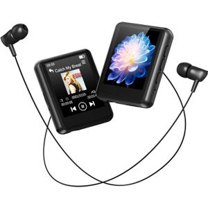64GB MP3 Player with Bluetooth, Full Touch Screen Portable Music MP3 Player Built-in HD Speaker, FM Radio, Voice Recorder, Mini Design Sports Music Player Support Expansion (128GB)