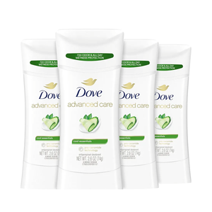 Dove Advanced Care Antiperspirant Deodorant Stick Cool Essentials 4 ct for helping your skin barrier repair after shaving 72 hour odor control and sweat protection with Pro Ceramide Technology 2.6 oz