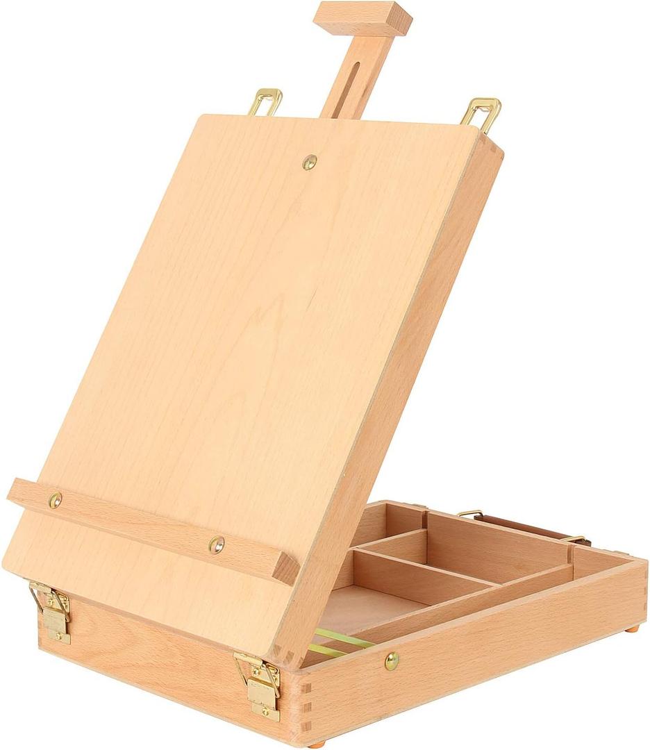 Art Supplies Box Easel Sketchbox Painting Storage Box, Adjust Wood Tabletop Easel for Drawing & Sketching Student (Painting Easel Box)