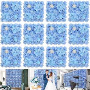 Artificial Flower Wall Panel 15*15inches -12 Pack Silk Rose Hydrangea 3D Flower Wall Dcor Backdrop for Wedding Arrangement Wall Background Party Panel Decorations UV Protected Handmade -Light Blue Artificial Flower Wall Panel 15*15inches -12 Pack Silk Rose Hydrangea 3D Flower Wall Dcor Backdrop for Wedding Arrangement Wall Background Party Panel Decorations UV Protected Handmade -Light Blue