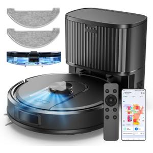 Vexilar Robot Vacuum and Mop with Self-Emptying, 5000Pa Robotic Vacuum with LiDAR Navigation, 60-Day Hands-Free Cleaning, 180 Mins Runtime, Home Mapping,No-Go Zones,Ideal for Pet Hair,Carpet (Large)