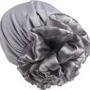 Turban Headwrap Hats for Women - Twist Solid Flower Caps Pre Tied Chemo Beanies Headwear for Cancer Headcover (One Size-Medium, Gray)