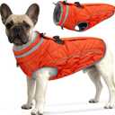 Dog Coat, Warm Dog Winter Coat for Medium Dogs, Waterproof Jacket with Harness Built in, Reflective Turtleneck Cold Weather Coats with Zipper,Pet Fleece Vest Snow Jacket, Orange M