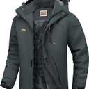 WULFUL Men's Ski Jackets Warm Winter Snow Windbreaker Resistant Snowboard Fleece Coat Mountain Waterproof Parka with Hood,  3XL, Black