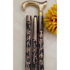 Brass Derby Handle Walking Cane Wooden Cane Stick - Made of Rosewood & Brass (Ornate Chrome)