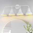 pasentel 34" Farmhouse Large Vanity Light, 4-Light Bathroom Lighting Fixtures Over Mirror, White Modern Rustic Industrial Indoor Wall Sconce Lighting for Bathroom, Cabinet, Mirror