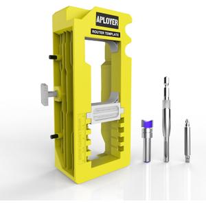 Door Hinge Jig, Door Hinge Router Template, Adjustable Door Mortise Jig for 3" to 5" Hinges - Compatible with Square and Radius Corners 1/4" & 5/8" (Yellow)