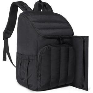 BAGSMART Diaper Bag Backpack, Large Baby Diaper Bag, Quilted Puffy Baby Bag for Mom with Quick-access Insulated Pockets, Lightweight Versatile Travel Backpack (Black)