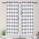 Simple Deluxe Buffalo Check Kitchen Tier Curtains, Plaid Gingham Small Curtain Blackout Valances Window Treatment for Half Cafe Windows, 26" W x 45" L, White and Grey