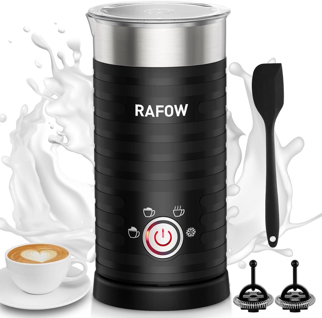 4 In 1 Electric Milk Frother Steamer - Hot and Cold Coffee Foam Froth Maker 350ml/12oz, Automatic Milk Warmer Foamer for Latte, Cappuccinos, Macchiato, Chocolate (300ML)