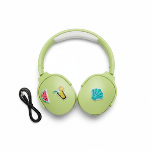Headphones Cute Foldable Student Child Boys Girls Headphones for School/Classroom/Travel Green/Yellow