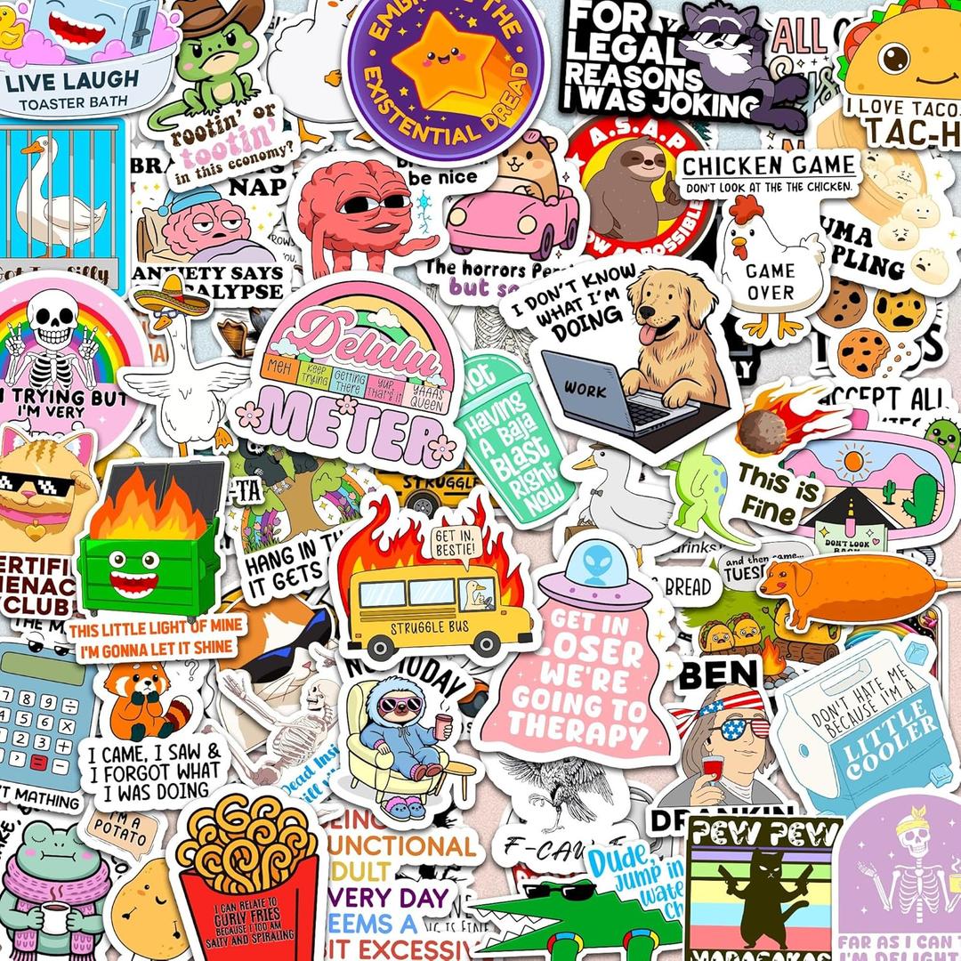 Delulu is Da Solulu by Puraesla - 300PCS Funny Holographic Stickers for Adults - Sarcastic Meme Decals for Friends,Co Workers Waterproof Vinyl for Laptop, Water Bottle, Journal
