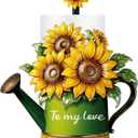 Summer Paper Towel Holder with Round Base Sunflower Gnome Coastal Bathroom Kitchen Decor Blue Yellow Napkin Holder Farmhouse Countertop Accessories Gifts for Home Decor(Yellow Green,Kettle)