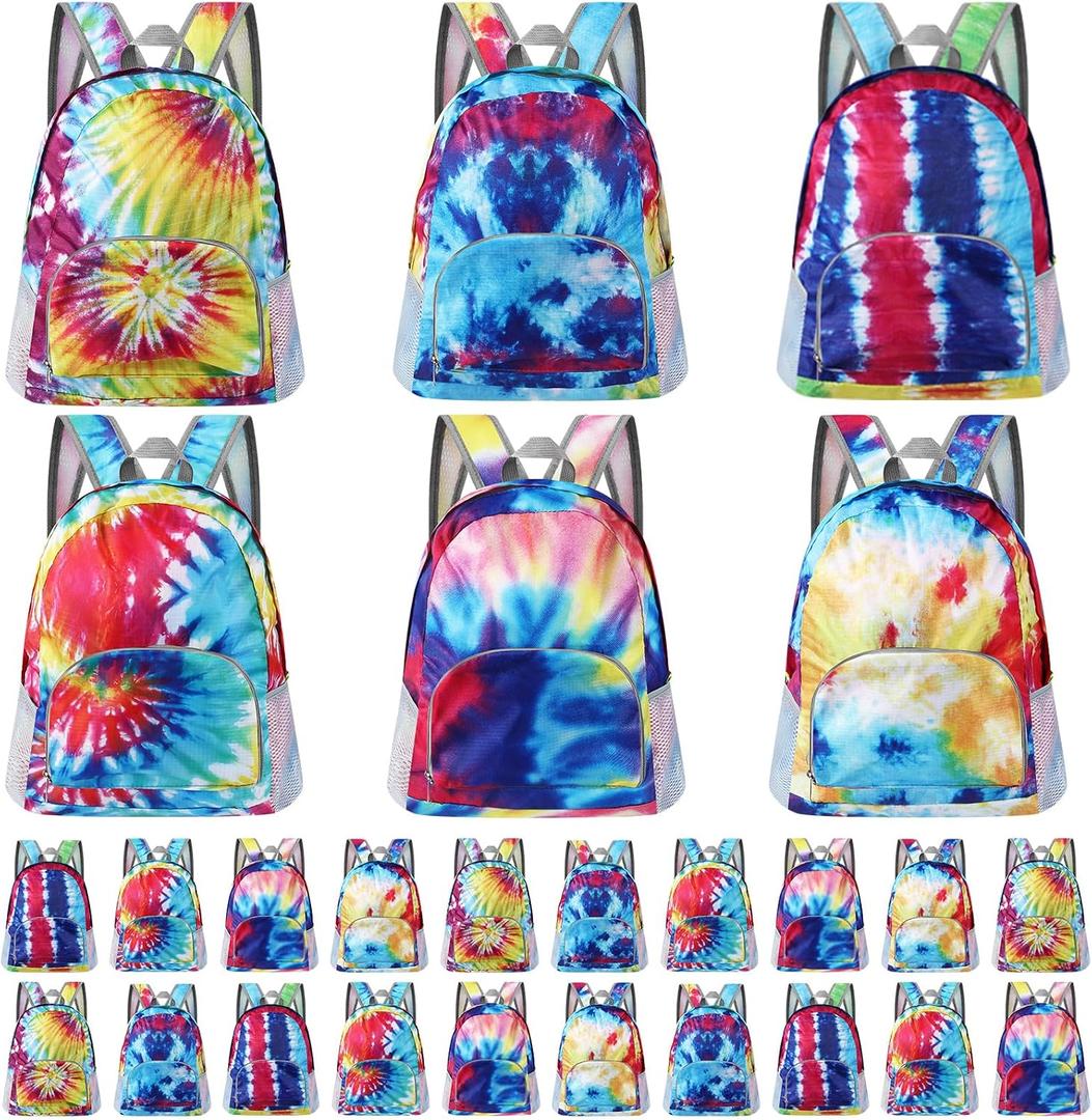 Patelai 96 Pcs Backpacks Bulk Colorful Kids Bookbags,Tie-dye, Approx. 42 X 30 X 12.5 Cm/ 16.8 X 12 X 5 Inches