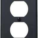 Leviton 1-Gang Duplex Device Receptacle Wallplate, Standard Size, Thermoplastic Nylon, Device Mount, 80703-E, Black