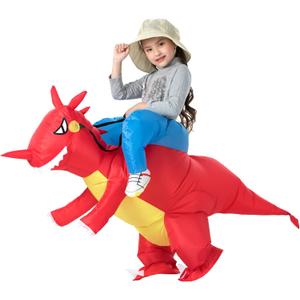 YEAHBEER Inflatable Dinosaur Costume for Kids, T-Rex Fancy Dress Halloween Blow up Costumes Kids Dinosaur Costume, Blow up T-Rex Funny Fancy Inflatable Costume for Halloween Dress(Red)
