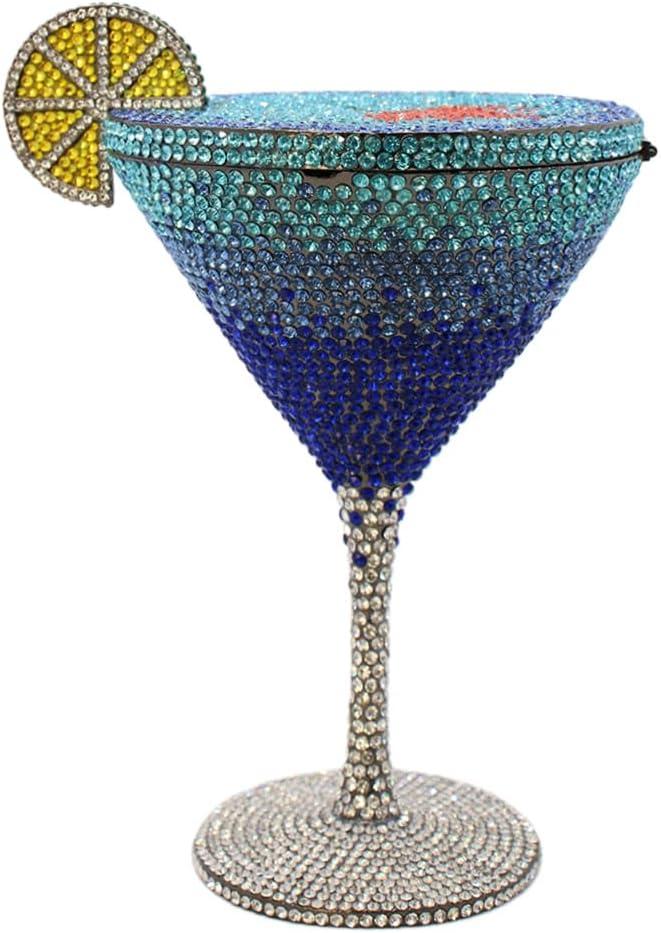 Women Goblet Rhinestone Evening Bag Cocktail Cup Diamond Clutch Funny Crystal Prom Handbag Wedding Purse for Party | Women, Goblet, Rhinestone, Cocktail Cup, Diamond, Funny (Blue)