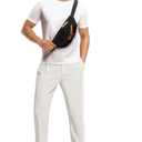 Rdruko Men's Lightweight Casual Pants Slim Fit Cotton Linen Pants Elastic Waist Summer Beach Pants with Pockets (White, XL)