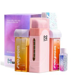 Waxfans Roll On Wax kit,Waxing Kit for Women, Wax Roller, Roll On Wax Warmer for Hair Removal,at Home Waxing Kit for Women men,Soft Wax Heater for Larger Areas of the Body(pink)