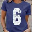 6 Shirt Number Six Shirts Funny Graphic Tshirts Short Sleeve Crew Neck 6 7 Shirt Sport Varsity 10 Tee Tops (S)