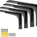 8" x 4.7 "Shelf Bracket ,L Shelf Brackets,max Load 300lbs, Premium Alloy Metal Heavy Duty Shelf Bracket, high Strength Mounting Hardware Included, countertop Support, Pack of 4. (8 INCH x 4.7INCH)