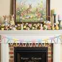 11 ft Easter Bow Garland Decorations Pastel Velvet Home Decor Banner Include 25 Bow Spring Decorations for Mantel, Room, Fireplace, Wall, Farmhouse, Office, School Indoor Birthday Table Supplies