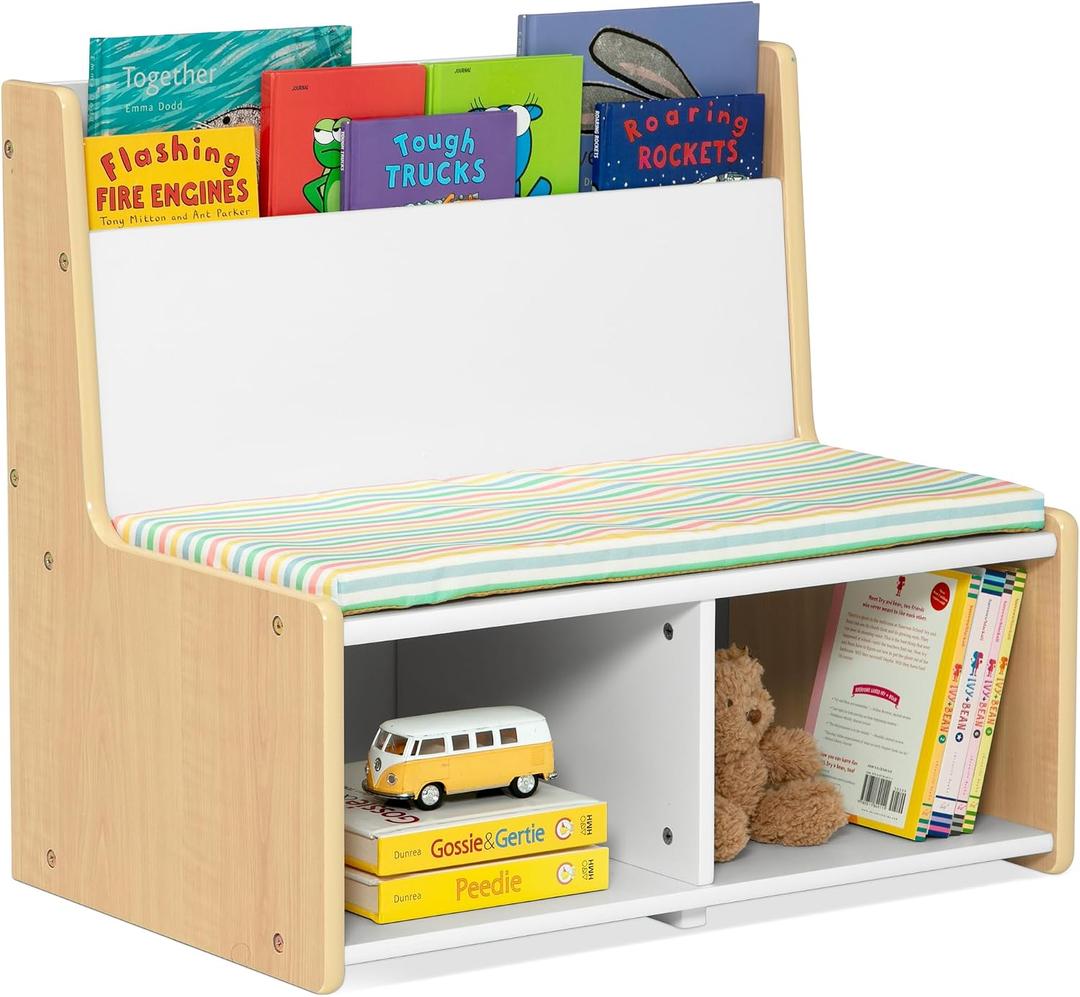 Delta Children - GapKids Reading Nook with Padded Bench - Greenguard Gold Certified, Pastel, 24"W x 15.75"D x 21.65"H