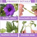 Waipfaru Artificial Flowers for Outdoors, 2Pcs Artificial Petunias UV Resistant Realistic Silk Petunias Fake Flowers for Indoor Outdoor Planters Home Garden Yard Porch Balcony Window Decor, Purple