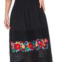 YZXDORWJ Women Mexican Dress Floral Embroidered Peasant Casual Sexy Lace Off-Shoulder Long Maxi Wedding Dress (XXXL, 348BK)