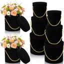Uiifan 6 Pcs Velvet Round Flower Box with Lids Velvet Nesting Gifts Box with Handle for Mother's Day Wedding Holiday Luxury Flower Gift Arrangement Bridesmaid Birthday Party Favor(Black)