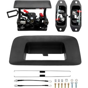 Tailgate Rebuild Kit, Compatible with 2007-2014 Chevy Silverado GMC Sierra 1500 2500 3500 HD, Replaces# 20927958, 22755303, 23158822, Rear Tail Gate Liftgate Latch Handle Bezel Latch Cables Rods