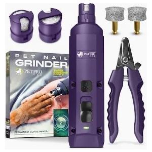 PETPROVED Dog Nail Grinder Quiet Dog Nail File Pet Nail Grinder for Dogs Quiet Cat Nail Trimmer for Large Dogs Small Medium Dog Toenail Grinder Electric Dog Nail Trimmer for Small Dogs (Purple)