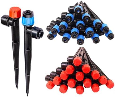 Maotong 24 Pack New Easy-Connect Drip Emitters Sprays for 1/4" Drip Irrigation Tubing (16 Pcs Quick-Connect Emitters Vortex+16 Pcs Quick-Connect Emitters Stream)
