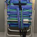 Tall Beach Chairs for Adults, 17" High Backpack Beach Chair with Wooden Armrests, 5 Positions Reclining Heavy Duty Chair with Large Cooler Pouch, Support to 350LBS Striped Blue&Green,2pack, 24 inches x 30 inches x 40 inches