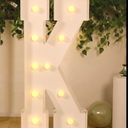 Efavormart 4ft Giant LED Marquee Letter K, White Pre-Cut Foam Board with 10 Warm White Battery Operated LEDs, Glue Gun and Sticks